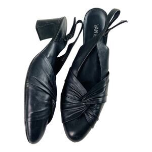 4093 VANELi Womens Black Leather Pumps Closed Toe Slingback US 11.5 Block Heels